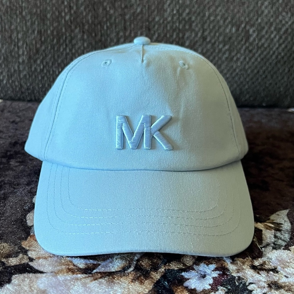 MICHAEL KORS Embroidered Signature Logo Cotton Adjustable Blue Baseball Hat NWT